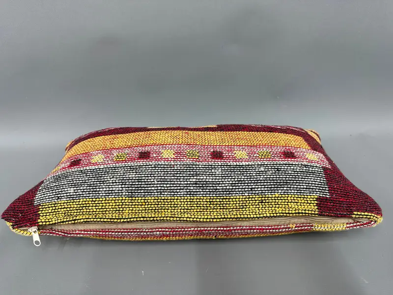 Pillow Cover, Art Deco Cushion Case, Home Decor Pillow, Indoor Pillow, Turkish Pillow, Vintage Kilim Pillow, 10x20 Red Pillow Cover - 7