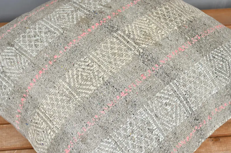 Home Decor Pillow, Tribal Cushion Case, Pillow Sham, Bright Cushion Case, Kilim Pillow Cover, Vintage Pillow, 20x20 Gray Pillow Cover - 3