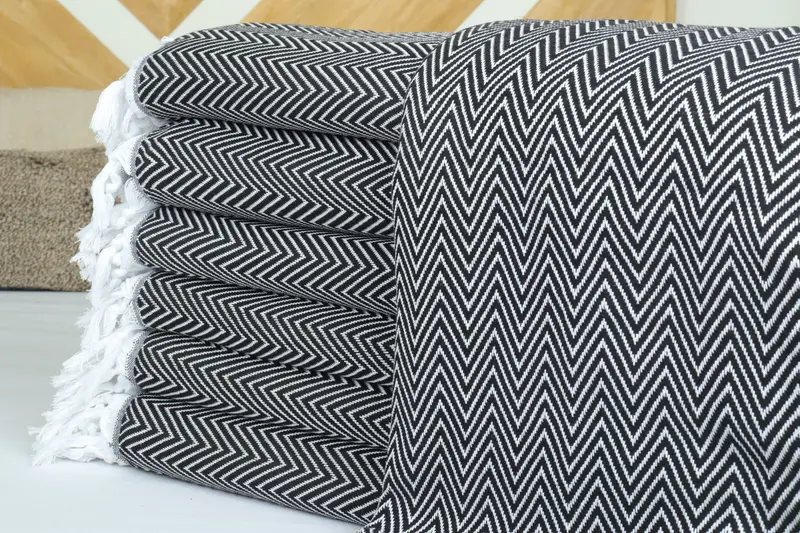 96x80 Cotton Chevron Towel, Wedding Shower Gift, Spooky Bachelorette Party, Custom Blanket, Monogram Blanket, Tablecloth, Organic Throw - 2