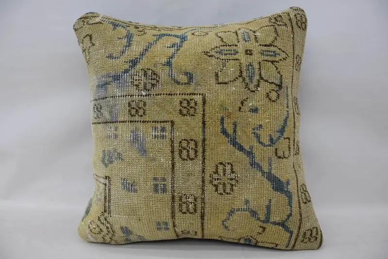 Office Vintage Antique Pillow Sham, Thanksgiving Gift 18x18 inch TexturedBlue Pillow Cover - 1