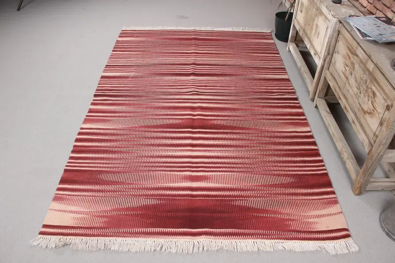 Purple & Beige Rug, 4,7x7,4 ft Botanical Design