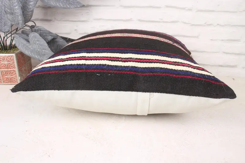 Throw Kilim Pillow, Pillow Case, Nomadic Pillow Sham, Gift Pillow, 18x18 Brown Cushion Case, Living Room Throw Pillow Cover, Turkish Pillow - 5