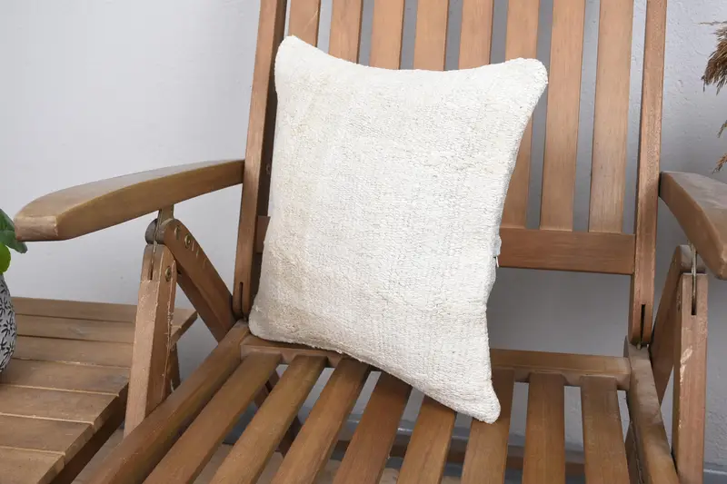 Turkish Pillow, Kilim Cushion Sham, Farmhouse Cushion Cover, 14x14 Beige Cushion Case, Cushion Case, Vintage Kilim Throw Pillow - 3