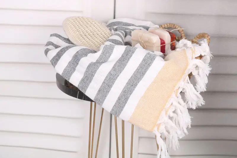 Large Turkish Towel, 68x40 Cotton Striped Terry Towel, Bachelorette Party Decorations, Embroidered Towel, Custom Name Towel, Gift Boxes Towel - 2