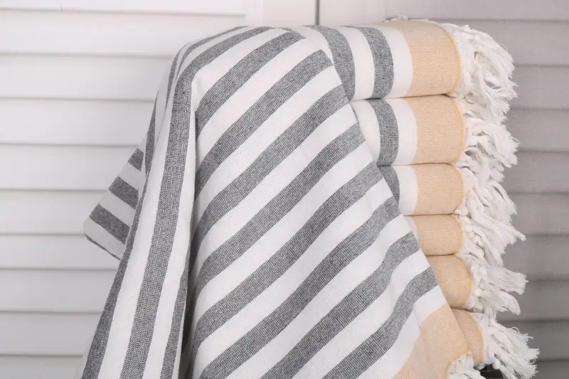 Large Turkish Towel, 68x40 Cotton Striped Terry Towel, Bachelorette Party Decorations, Embroidered Towel, Custom Name Towel, Gift Boxes Towel - 1