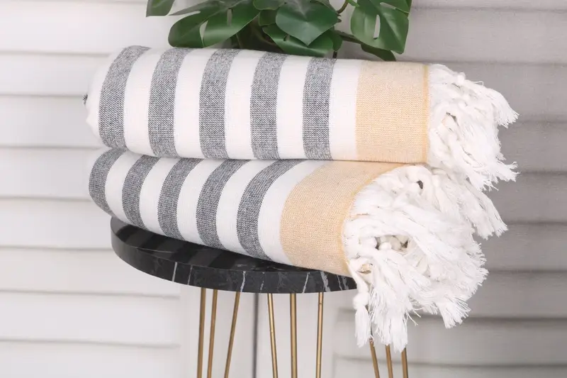 Large Turkish Towel, 68x40 Cotton Striped Terry Towel, Bachelorette Party Decorations, Embroidered Towel, Custom Name Towel, Gift Boxes Towel - 3