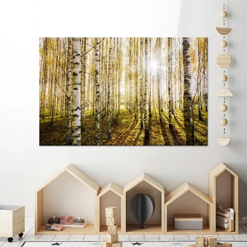 Zarif Huş Ağaçları Orman Manzarası Baskılı Kanvas Tablo