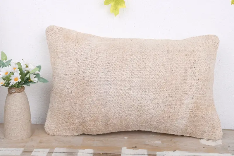 Ethnical Kilim Rug Pillow, Handmade Pillow Cover, Cushion Case, Pet Pillow, Vintage Pillow, Kilim Pillow Cover, 12x20 White Pillow - 2