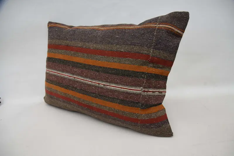 Bolster Throw Pillow Sham, Pillow Cover, Throw Kilim Pillow, Ethnical Kilim Rug Pillow, 20x28 Brown Pillow Cover, Pillow for Sofa - 5