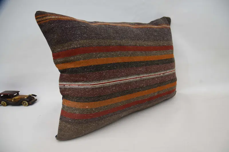 Bolster Throw Pillow Sham, Pillow Cover, Throw Kilim Pillow, Ethnical Kilim Rug Pillow, 20x28 Brown Pillow Cover, Pillow for Sofa - 3