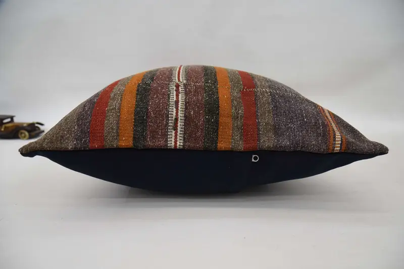 Bolster Throw Pillow Sham, Pillow Cover, Throw Kilim Pillow, Ethnical Kilim Rug Pillow, 20x28 Brown Pillow Cover, Pillow for Sofa - 6