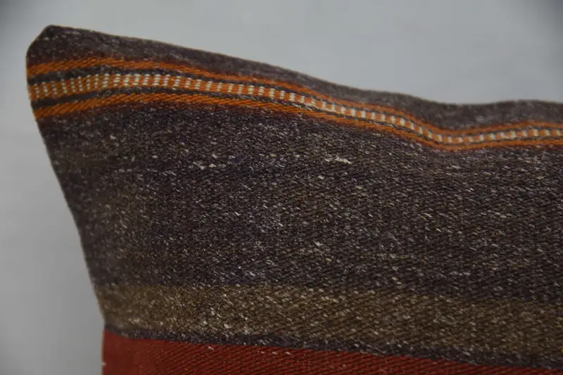 Bolster Throw Pillow Sham, Pillow Cover, Throw Kilim Pillow, Ethnical Kilim Rug Pillow, 20x28 Brown Pillow Cover, Pillow for Sofa - 2