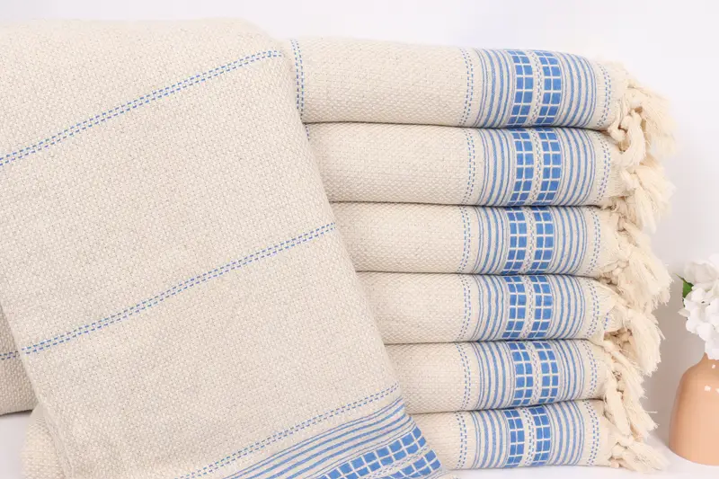 96x94 Linen Striped Towel, Halloween Bachelorette Party, Custom Wedding Gifts, Woven Throw Blanket, Boyfriend Gift, Decorative Bedspread, Bedspread - 1