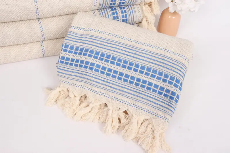 96x94 Linen Striped Towel, Halloween Bachelorette Party, Custom Wedding Gifts, Woven Throw Blanket, Boyfriend Gift, Decorative Bedspread, Bedspread - 4