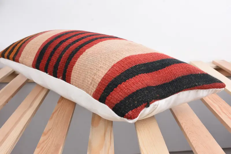 Antique Pillows, Pillow Cover, Throw Kilim Pillow, Authentic Pillow Cover, Ethnical Kilim Rug Pillow, 12x24 Red Cushion Cover - 6