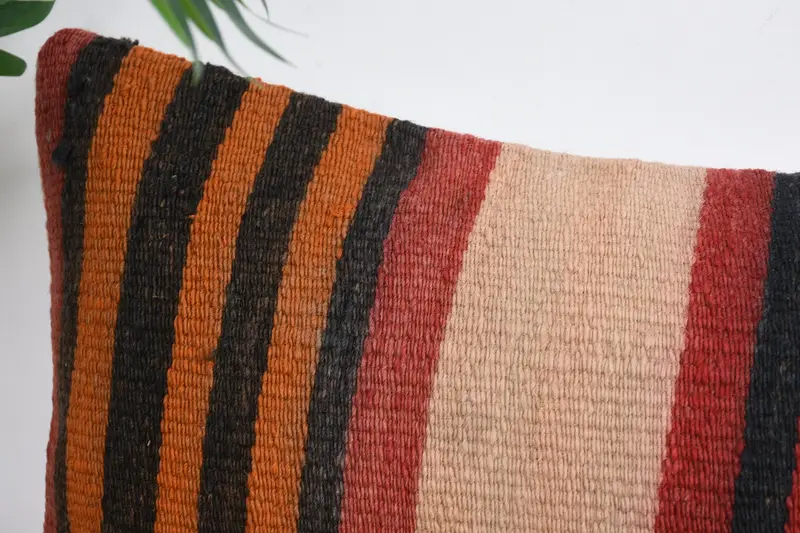 Antique Pillows, Pillow Cover, Throw Kilim Pillow, Authentic Pillow Cover, Ethnical Kilim Rug Pillow, 12x24 Red Cushion Cover - 2