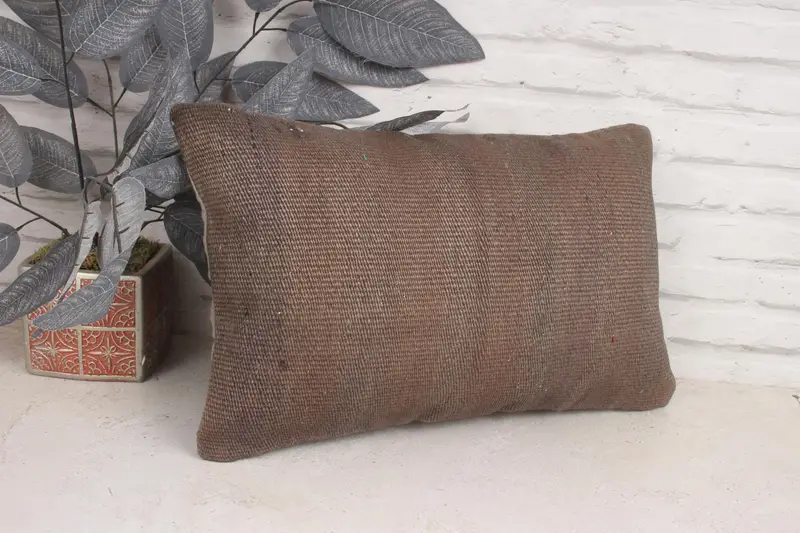 Vintage Pillow, Kilim Cushion Sham, Pillow for Couch, Turkish Corner Pillow Case, Pillow Cover, 12x20 Brown Pillow Case, Customized Cushion Case - 3