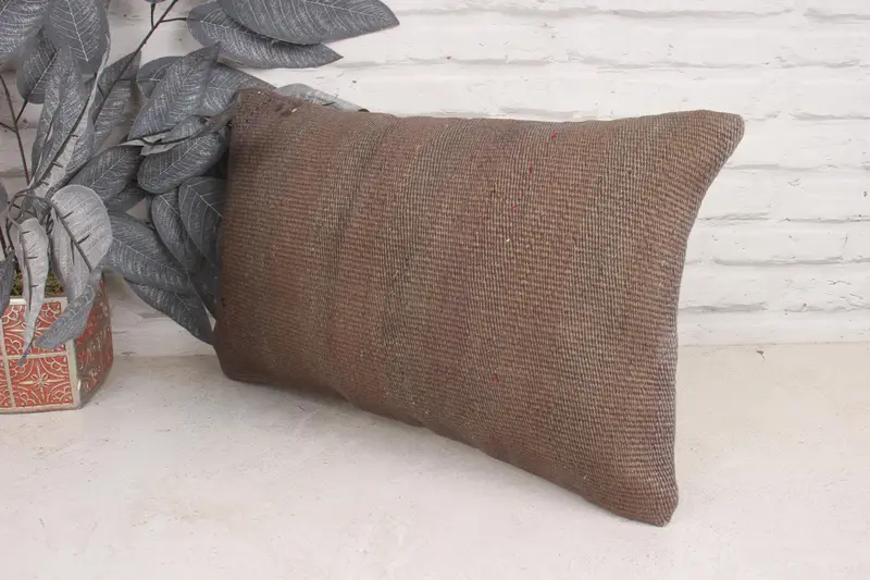 Vintage Pillow, Kilim Cushion Sham, Pillow for Couch, Turkish Corner Pillow Case, Pillow Cover, 12x20 Brown Pillow Case, Customized Cushion Case - 4