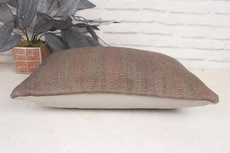 Vintage Pillow, Kilim Cushion Sham, Pillow for Couch, Turkish Corner Pillow Case, Pillow Cover, 12x20 Brown Pillow Case, Customized Cushion Case - 5