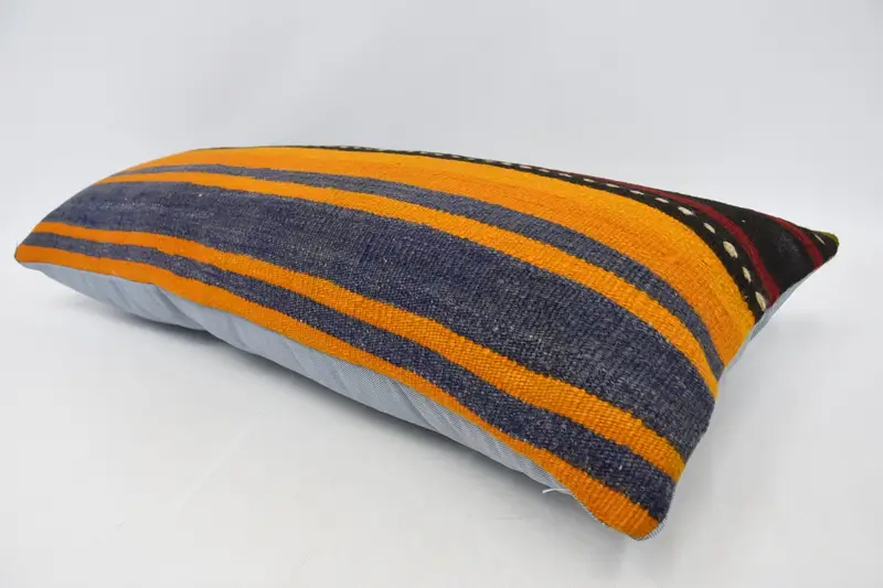 Seat Cushion Cover, 16x36 Orange Cushion Cover, Cushion Case, Home Decor Pillow, Turkish Kilim Pillow, Ethnical Kilim Rug Pillow - 5