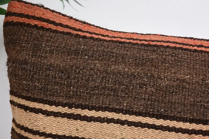 Vintage Kilim Throw Pillow, 12x24 Brown Pillow Sham, Oriental Pillow Sham, Turkish Pillow, Cushion, Handmade Kilim Cushion, Shabby Chic Pillow Sham - 2
