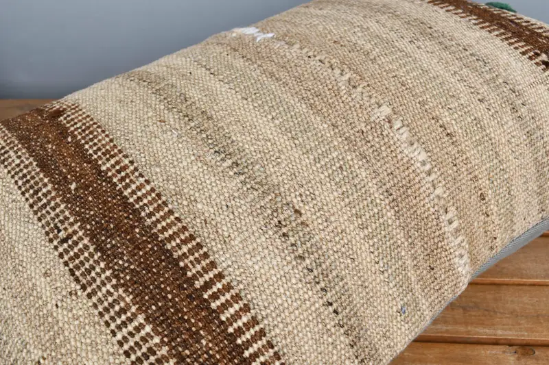 Pillow Sham, 16x24 Beige Cushion Case, Outdoor Patio Pillow Case, Pillow for Couch, Boho Pillow Sham Cover, Bench Pillow Case, Throw Kilim Pillow - 3
