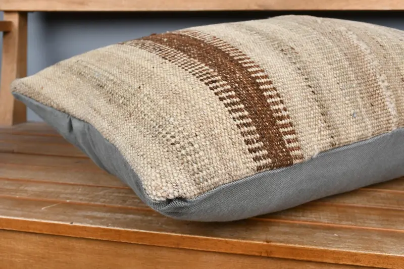 Pillow Sham, 16x24 Beige Cushion Case, Outdoor Patio Pillow Case, Pillow for Couch, Boho Pillow Sham Cover, Bench Pillow Case, Throw Kilim Pillow - 4