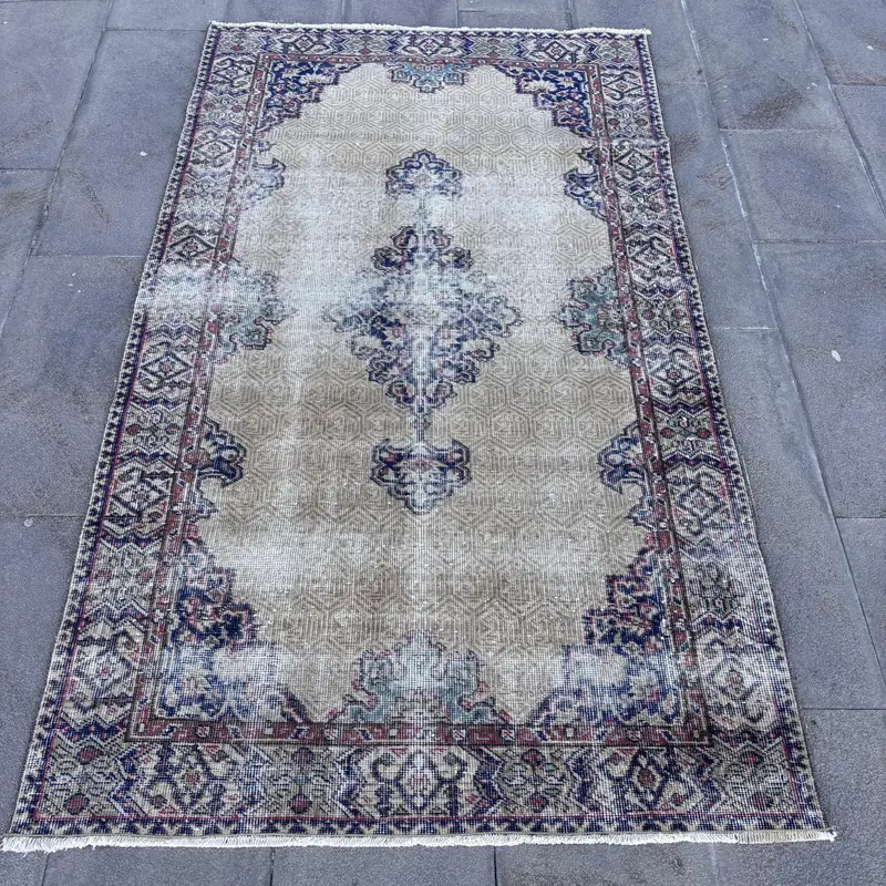 Alfombra Ikat Elegante Beige y Azul 1,1x1,8m