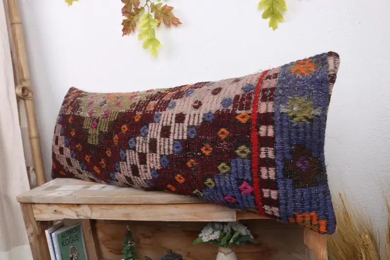 Turkish Corner Pillow Cover, Pillow for Sofa, Sofa Pillow, 12x36 Purple Cushion Cover, Turkish Pillow, Interior Designer Pillow, Cushion Cover - 4