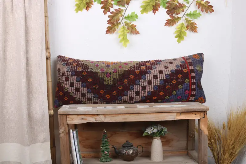 Turkish Corner Pillow Cover, Pillow for Sofa, Sofa Pillow, 12x36 Purple Cushion Cover, Turkish Pillow, Interior Designer Pillow, Cushion Cover - 1