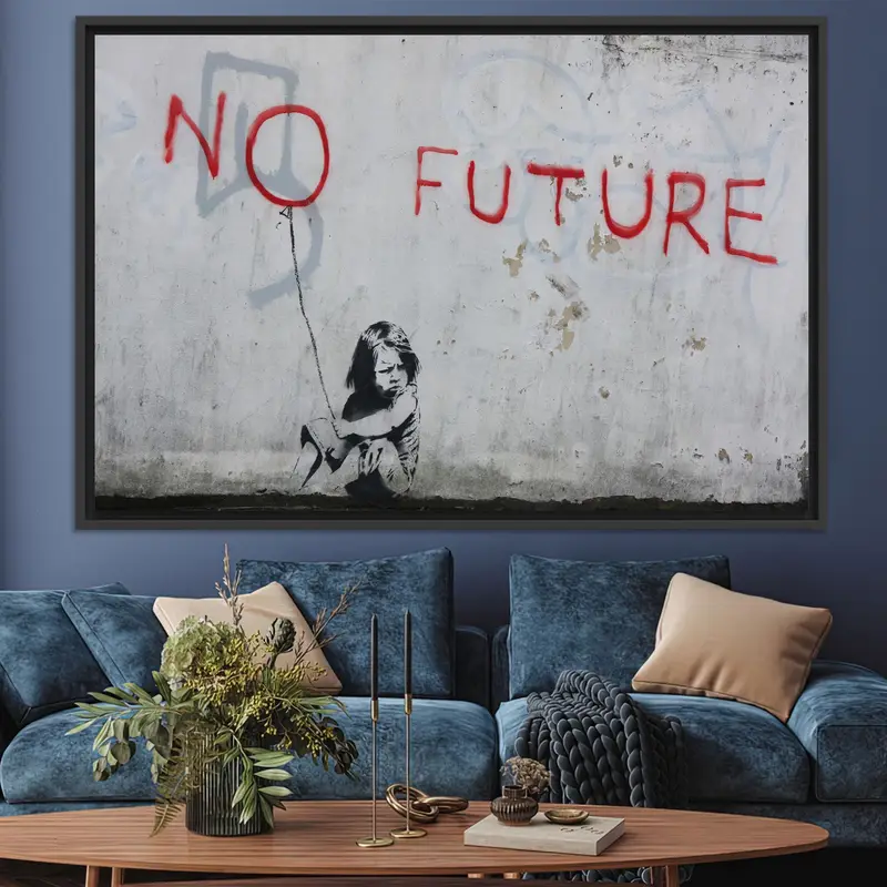 Urban Canvas Art: Banksys Graffiti-Girl-Print „No Future“.