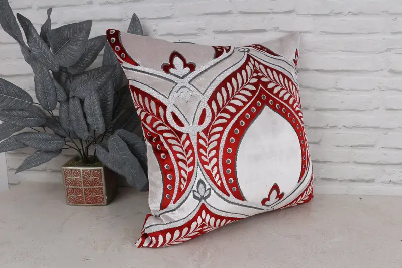 Natural Pillow, Pillow for Couch, Cushion Cover, Interior Designer Pillow, Turkish Kilim Pillow, 20x20 Red Cushion, Aesthetic Cushion Cover - 3