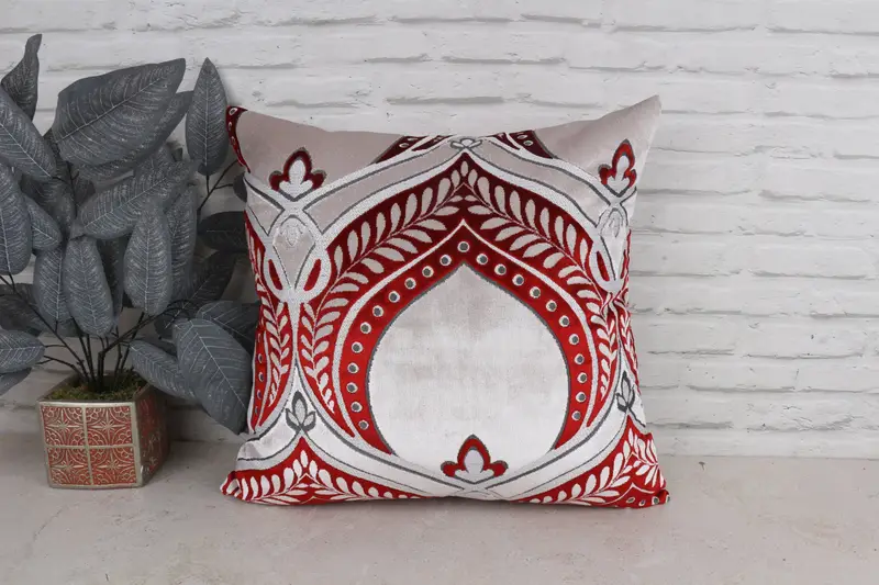 Natural Pillow, Pillow for Couch, Cushion Cover, Interior Designer Pillow, Turkish Kilim Pillow, 20x20 Red Cushion, Aesthetic Cushion Cover - 1