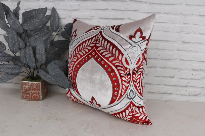 Natural Pillow, Pillow for Couch, Cushion Cover, Interior Designer Pillow, Turkish Kilim Pillow, 20x20 Red Cushion, Aesthetic Cushion Cover - 4