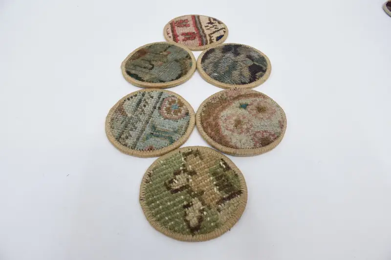 ボヘミアンラウンドコースター、グリーンとブラウンのキッチン装飾コースター