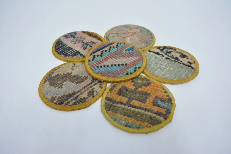 Posavasos redondo bohemio, posavasos antideslizante naranja y marrón