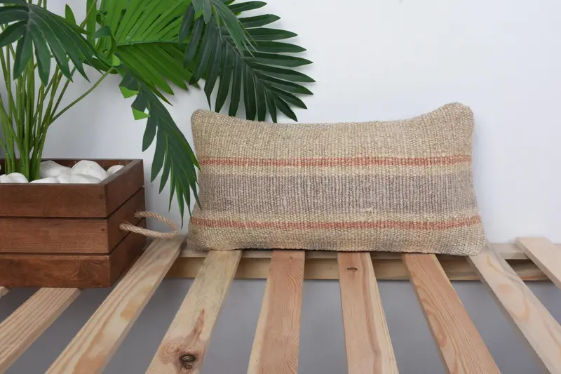 Interior Designer Pillow, Boho Pillow, Office Chair Pillow Sham, Pillow for Couch, Cushion Case, 8x16 Beige Cushion, Outdoor Pillow Sham - 1