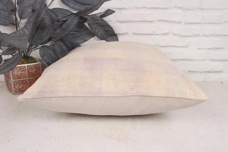 Turkish Pillow, Turkish Kilim Pillow, 18x18 Beige Pillow Sham, Pillow Case, Nautical Throw Pillow Cover, Turkish Rugs Pillow Sham, Antique Pillows - 5