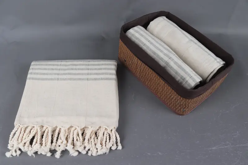 Soft towel, Monogrammed Beach Towel, Fouta towel, Family Gift Basket, 70x40 Linen Striped Towel, Spa Towel, Gift For The Home Decor, Birthday Gift - 5