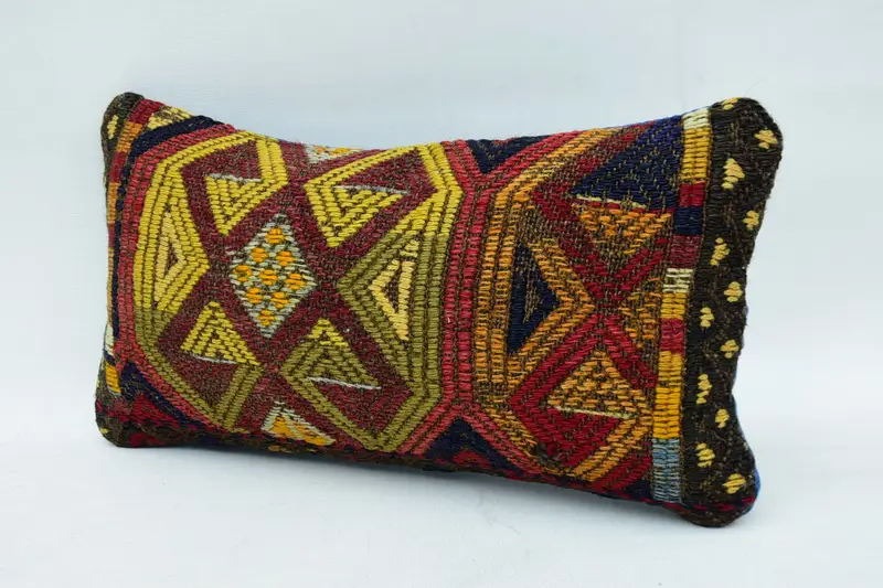 Living Room Throw Pillow Cover, Throw Kilim Pillow, Ethnical Kilim Rug Pillow, 8x16 Red Cushion Cover, Pillow for Couch, Cushion Case - 5