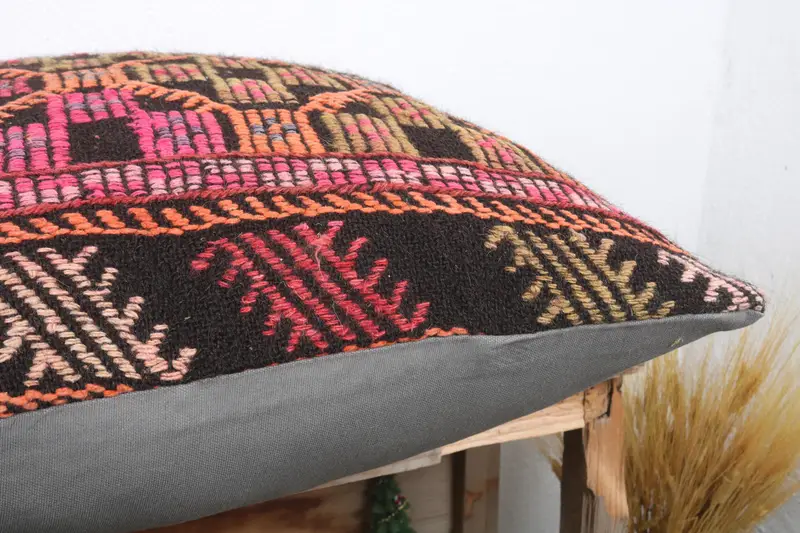 Home Decor Pillow, Cushion Case, Anatolian Pillow Sham, Interior Designer Pillow, 24x24 Pink Pillow Sham, Vintage Kilim Pillow - 6