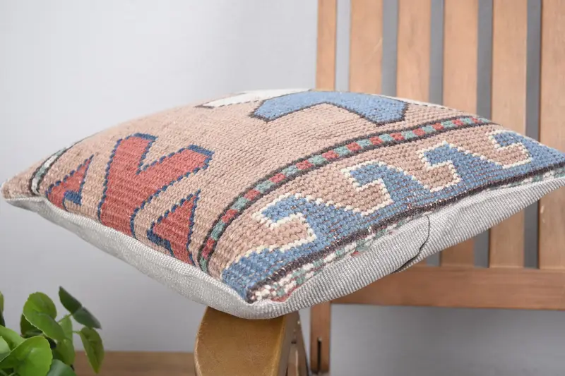 Pillow for Couch, Sustainable Pillow, 14x14 Pink Cushion Case, Turkish Pillow, Handmade Pillow Cover, Pillow, Toss Pillow Case, Home Decor Pillow - 6