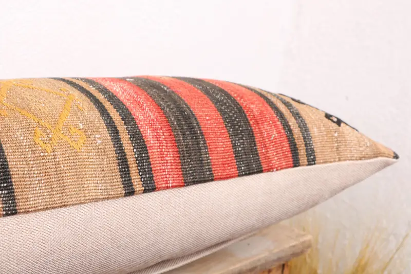 Turkish Kilim Pillow, Bolster Pillow Cover, Antique Pillows, Vintage Kilim Pillow, 12x36 Red Pillow Sham, Cushion, Boho Chic Pillow Case - 6