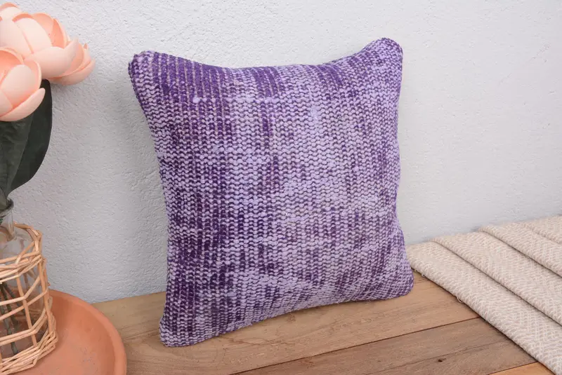 Almohada de lanzamiento púrpura bordada hecha a mano, cojín vintage del suroeste