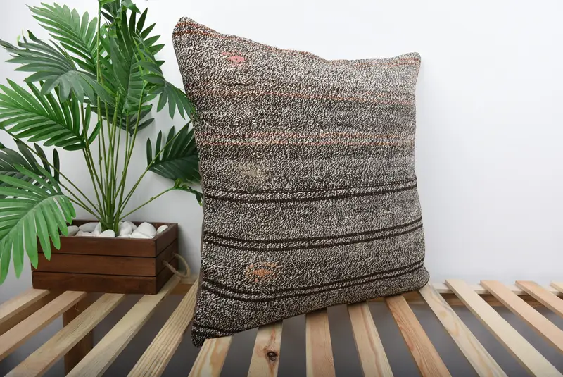 Pastel Cushion Cover, 24x24 Beige Pillow Sham, Cushion Case, Interior Designer Pillow, Boho Throw Pillow, Turkish Kilim Pillow, Kilim Pillow Cover - 4