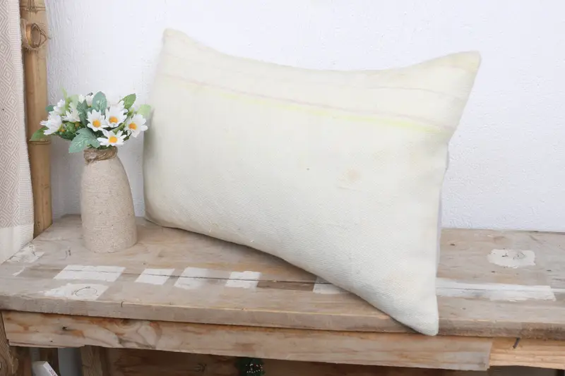 Vintage Kilim Throw Pillow, 12x20 White Pillow Cover, Handmade Pillow Case, Kilim Pillow, Pillow for Sofa, Vintage Throw Pillow, Cushion - 4