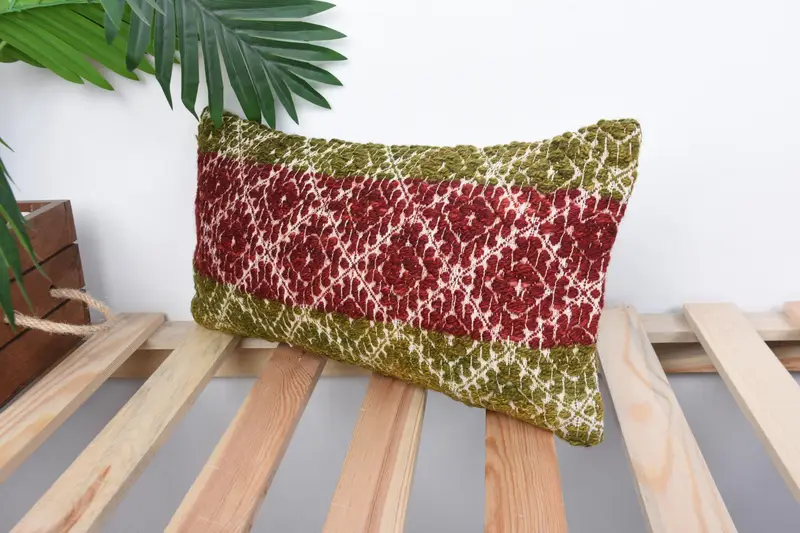 Turkish Pillow, Rustic Pillow Case, Cushion Cover, Turkish Kilim Pillow, Boho Chic Cushion Case, 8x16 Red Pillow Cover, Throw Kilim Pillow - 4