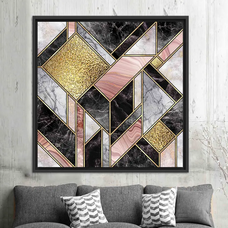 エレガントなグレーの大理石プリントキャンバス: モダンで豪華な装飾