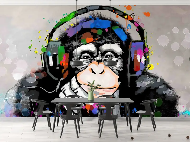 Thinking Monkey, Thinking Monkey Wall Art, Abstract Monkey Wall Art, Animal Wallpaper, Colorful Monkey Wall Decor, - 1