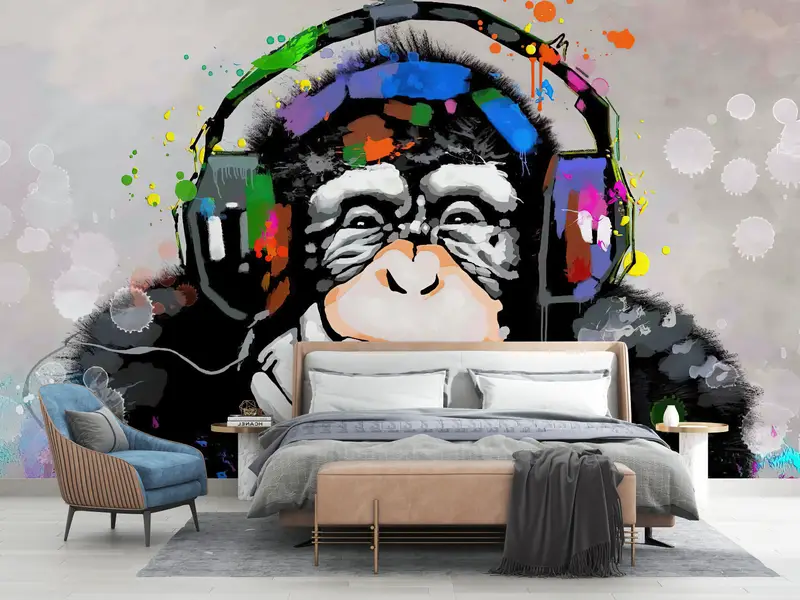 Thinking Monkey, Thinking Monkey Wall Art, Abstract Monkey Wall Art, Animal Wallpaper, Colorful Monkey Wall Decor, - 8